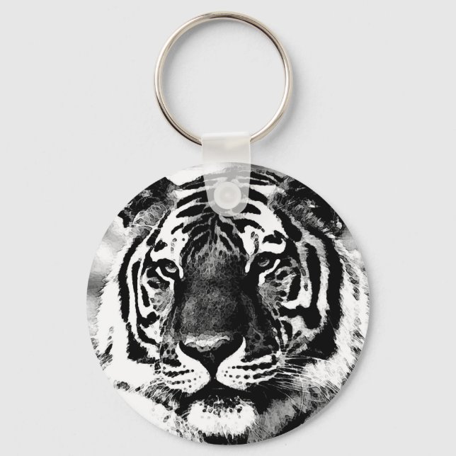 Schwarz-Weiß-Tiger Schlüsselanhänger (Vorderseite)