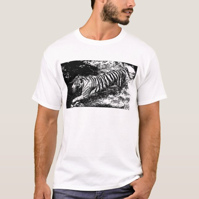 Schwarz-Weiß-Tiger T-Shirt (Vorderseite)
