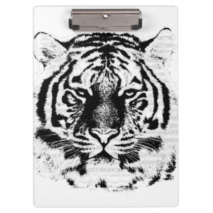 Schwarz-Weiß-Tigergesicht Klemmbrett