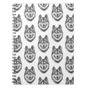 Schwarz-Weiß-Tinte und Aquarell-Sibirischer Husky Notizblock