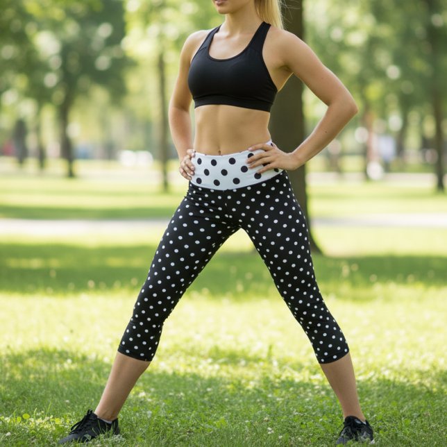 Schwarz & Weiß Tiny Polka Dot High Waisted Capris (Von Creator hochgeladen)