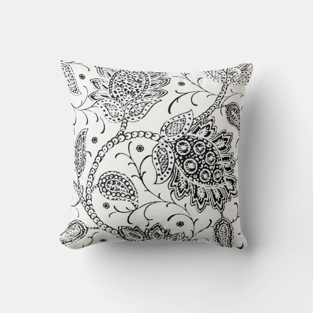 Schwarz-Weiß-Toile-Bläschen-Akzent Pillow Kissen (Vorderseite)