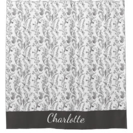 Schwarz-weiß Toile Floral Benutzername Duschvorhang