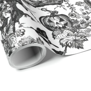 Schwarz/Weiß Toile Halloween Geschenkpapier
