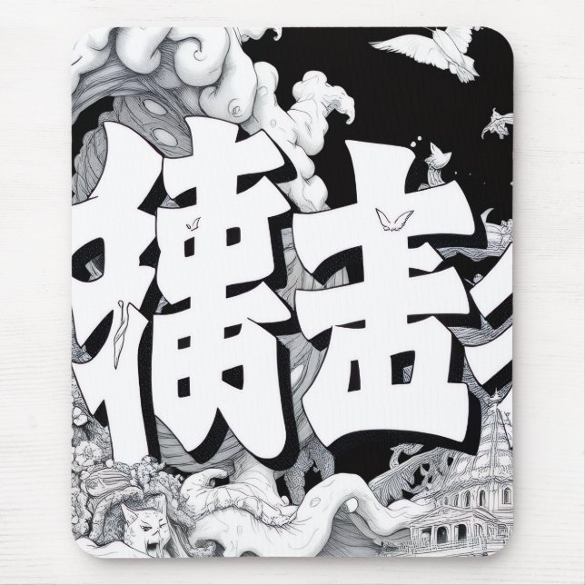 Schwarz-Weiß-Tokio Mousepad (Vorne)