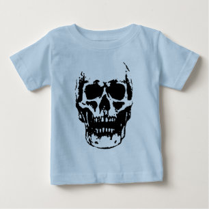 Schwarz-Weiß-Totenkopf-Pop-Art Baby T-shirt