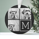 Schwarz-Weiß-Trendfoto-Collage mit Monogramm Ornament<br><div class="desc">Verwenden Sie 3 quadratische Fotos,  um ein einzigartiges und persönliches Geschenk zu schaffen. Oder man behalte den Hipster Welpe und macht einen trendigen Sake. Wenn Sie die Bilder anpassen müssen,  klicken Sie auf das Werkzeug anpassen,  um Änderungen vorzunehmen.</div>