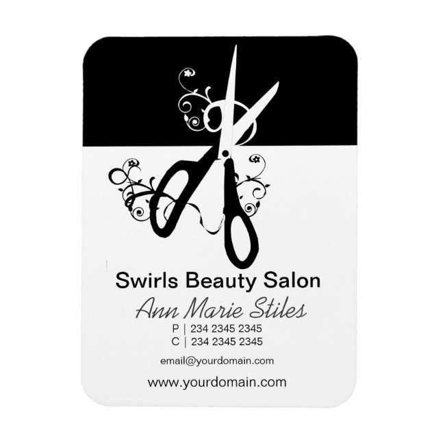 Schwarz-weiß Trendy Beauty Salon Magnet (Vertikal)