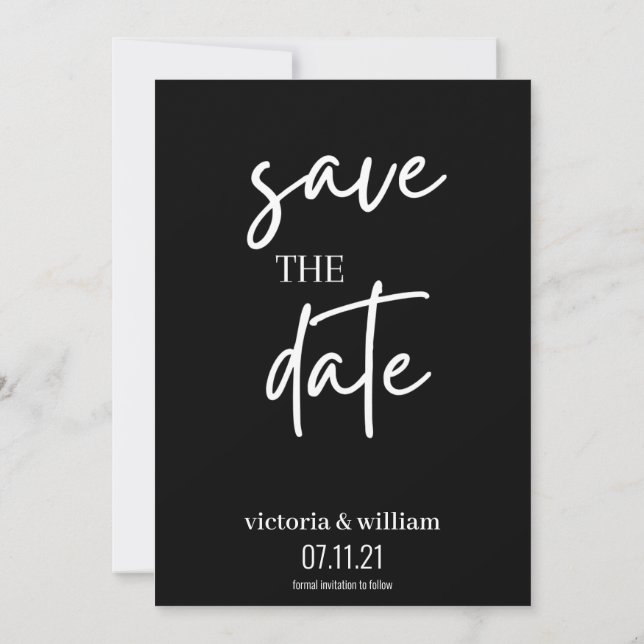 schwarz-weiß trendy modern save the date (Rückseite)