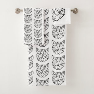 Schwarz-Weiß-Tribal Badhandtuch Set