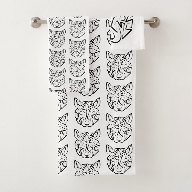 Schwarz-Weiß-Tribal Badhandtuch Set (Insitu)