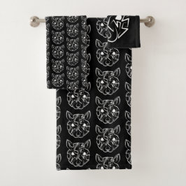 Schwarz-Weiß-Tribal Badhandtuch Set