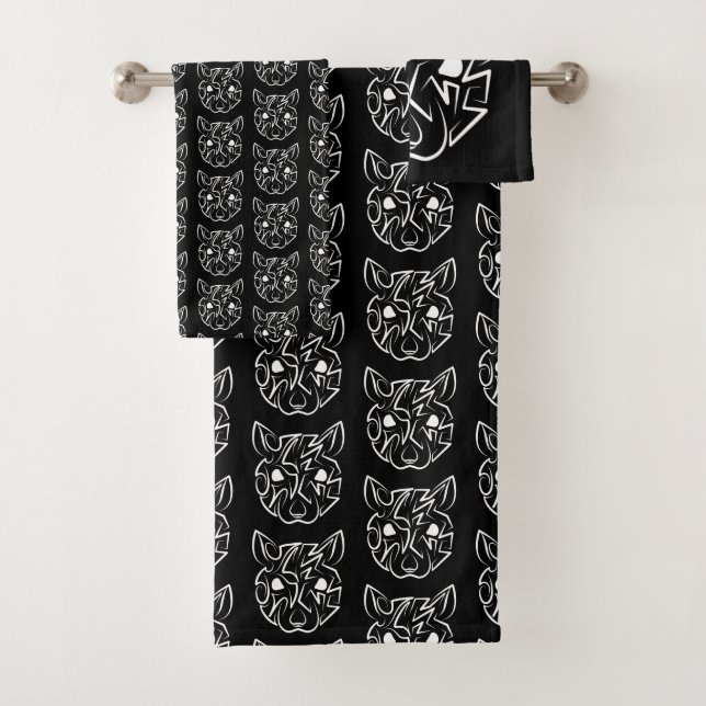 Schwarz-Weiß-Tribal Badhandtuch Set (Insitu)