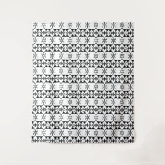 Schwarz-weiß tribal geometrisch  wandteppich