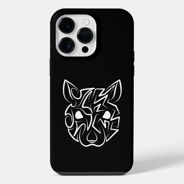 Schwarz-Weiß-Tribal iPhone 14 Pro Max Hülle (Rückseite)