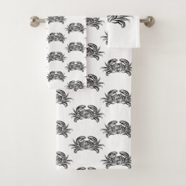 Schwarz-Weiß-Tribal-Krabbe Badhandtuch Set