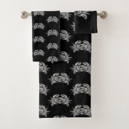 Schwarz-Weiß-Tribal-Krabbe Badhandtuch Set