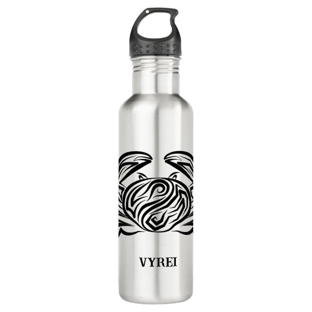Schwarz-Weiß-Tribal-Krabbe Edelstahlflasche (Vorderseite)