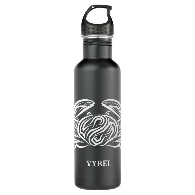 Schwarz-Weiß-Tribal-Krabbe Edelstahlflasche (Vorderseite)