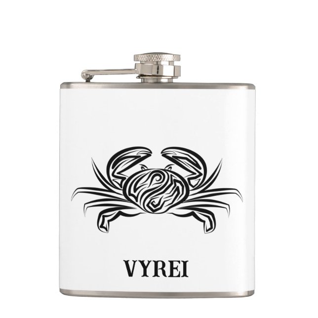 Schwarz-Weiß-Tribal-Krabbe Flachmann (Vorderseite)