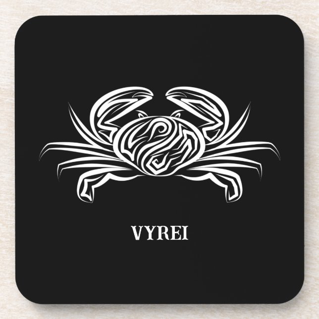 Schwarz-Weiß-Tribal-Krabbe Getränkeuntersetzer (Vorderseite)