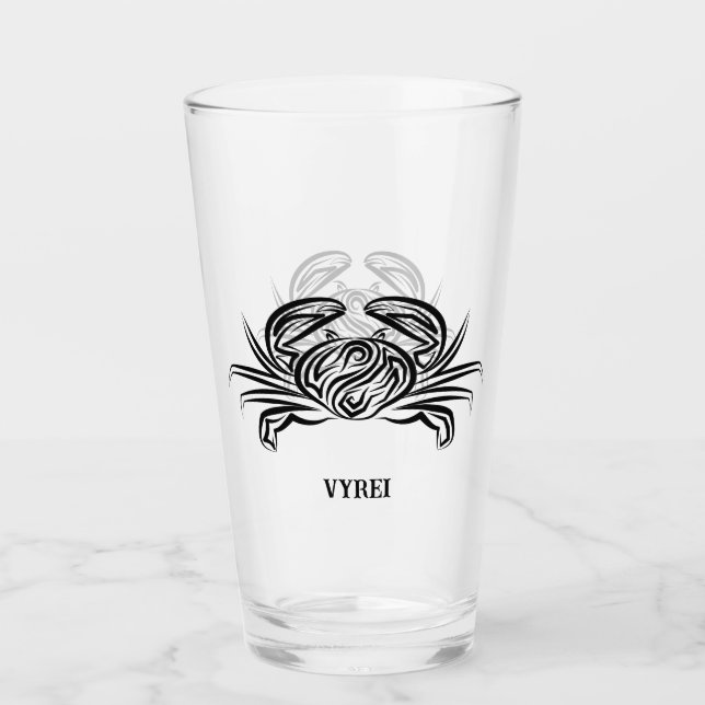 Schwarz-Weiß-Tribal-Krabbe Glas (Vorderseite)
