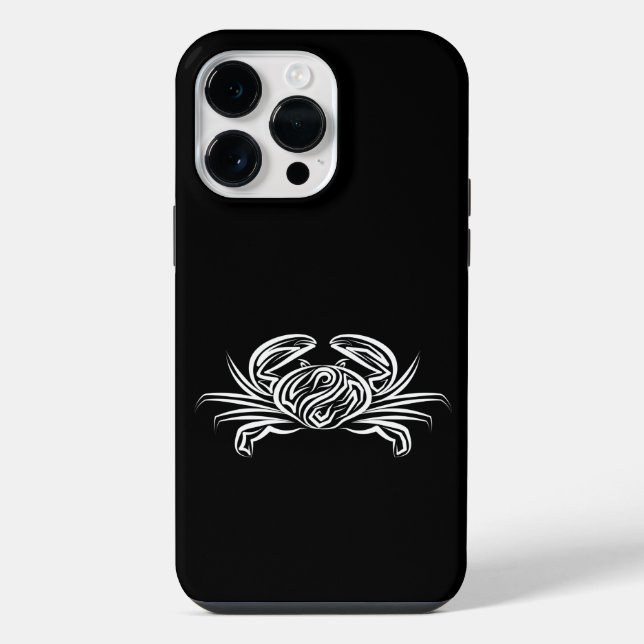 Schwarz-Weiß-Tribal-Krabbe iPhone 14 Pro Max Hülle (Rückseite)