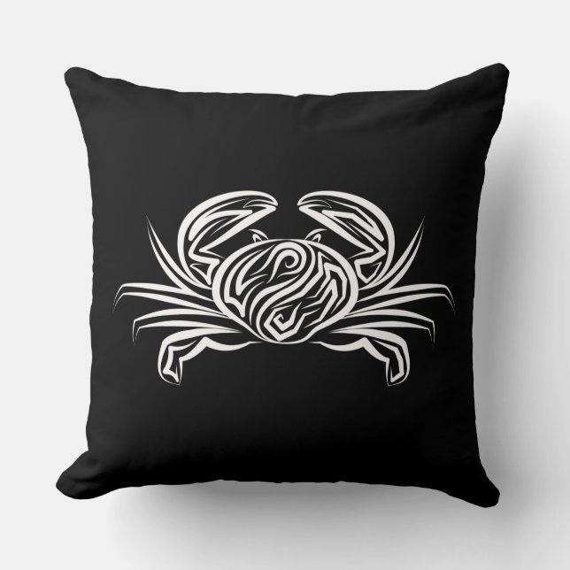 Schwarz-Weiß-Tribal-Krabbe Kissen (Vorderseite)
