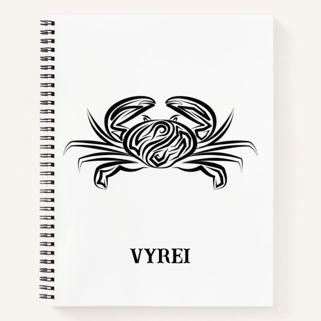 Schwarz-Weiß-Tribal-Krabbe Notizbuch (Vorderseite)