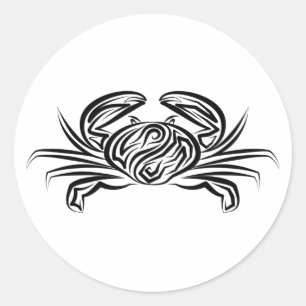Schwarz-Weiß-Tribal-Krabbe Runder Aufkleber
