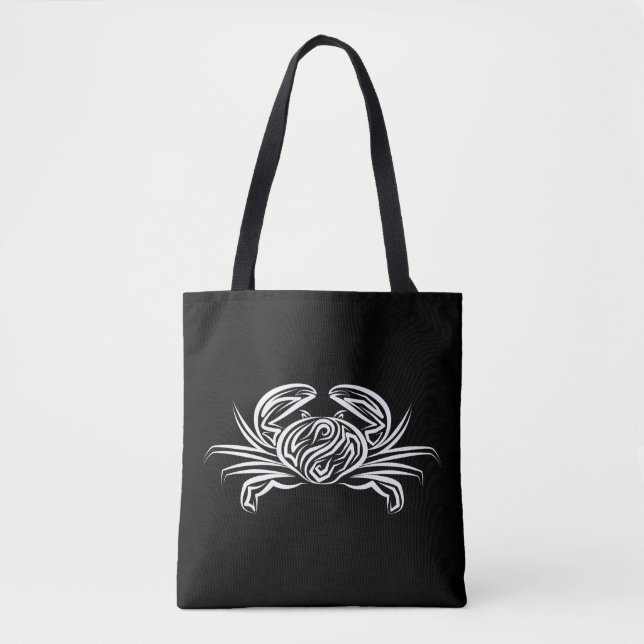 Schwarz-Weiß-Tribal-Krabbe Tasche (Vorderseite)