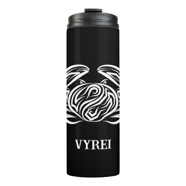 Schwarz-Weiß-Tribal-Krabbe Thermosbecher (Vorderseite)