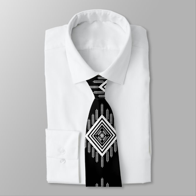 Schwarz-Weiß-Tribal Krawatte (Gebunden)