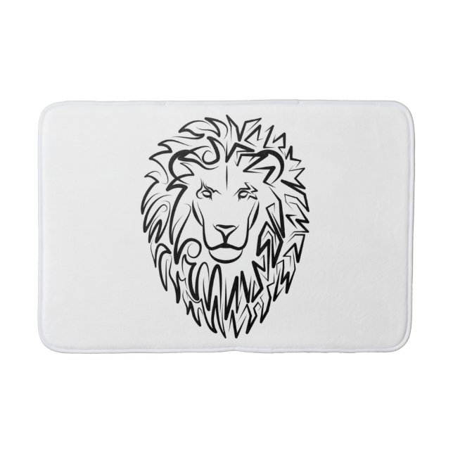Schwarz-Weiß-Tribal-Lion Badematte (Vorderseite)