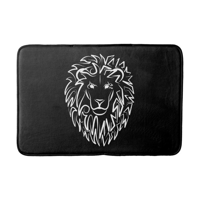 Schwarz-Weiß-Tribal-Lion Badematte (Vorderseite)