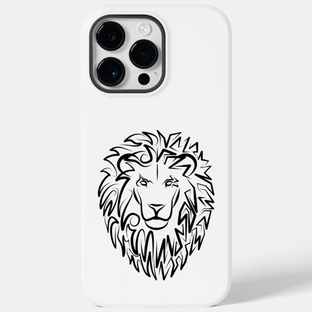 Schwarz-Weiß-Tribal-Lion Case-Mate iPhone 14 Pro Max Hülle (Rückseite)