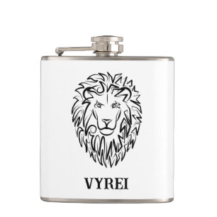 Schwarz-Weiß-Tribal-Lion Flachmann