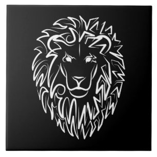 Schwarz-Weiß-Tribal-Lion Fliese