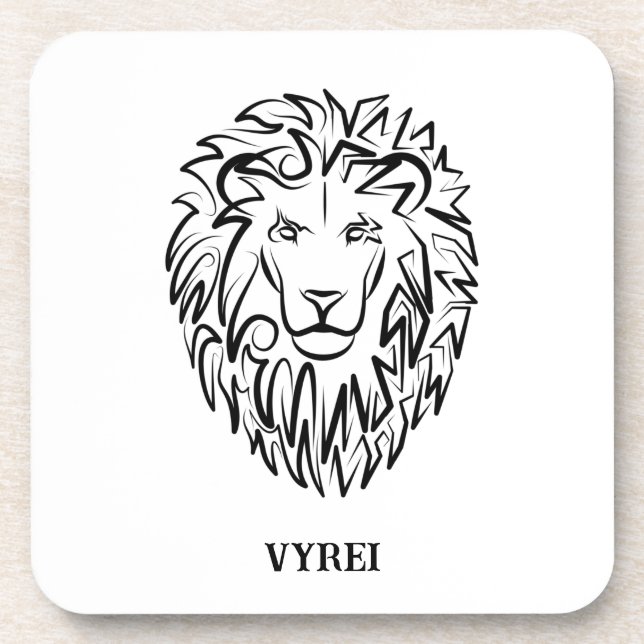 Schwarz-Weiß-Tribal-Lion Getränkeuntersetzer (Vorderseite)