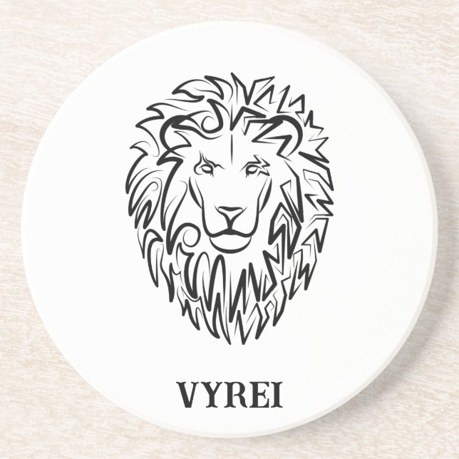 Schwarz-Weiß-Tribal-Lion Getränkeuntersetzer (Vorne)