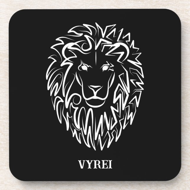 Schwarz-Weiß-Tribal-Lion Getränkeuntersetzer (Vorderseite)