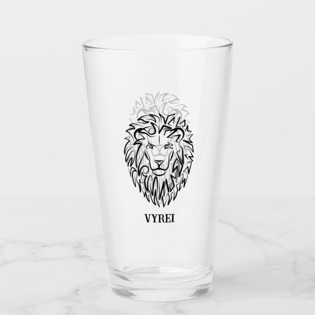 Schwarz-Weiß-Tribal-Lion Glas (Vorderseite)