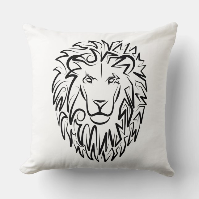 Schwarz-Weiß-Tribal-Lion Kissen (Vorderseite)
