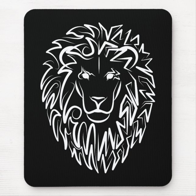 Schwarz-Weiß-Tribal-Lion Mousepad (Vorne)