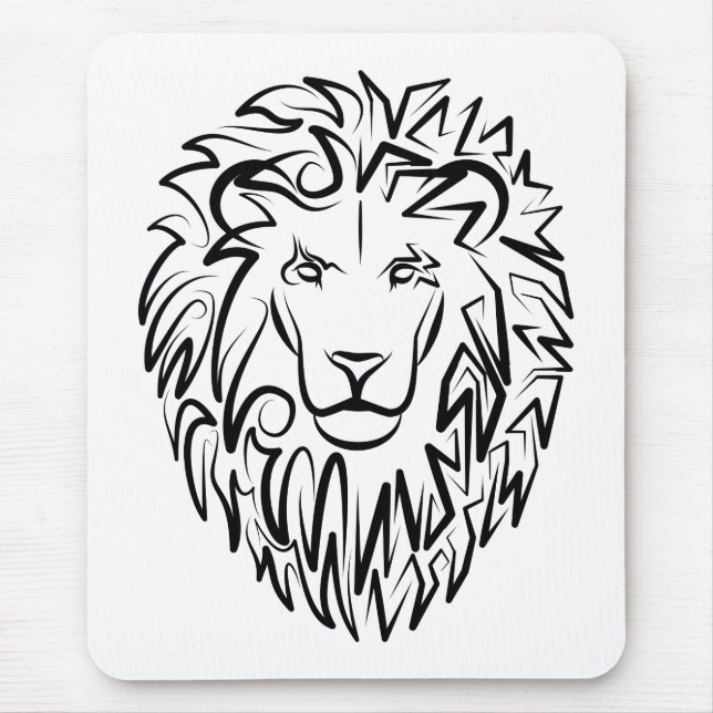Schwarz-Weiß-Tribal-Lion Mousepad (Vorne)