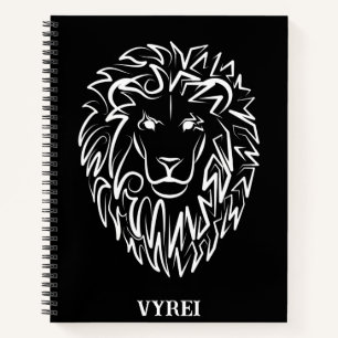 Schwarz-Weiß-Tribal-Lion Notizbuch