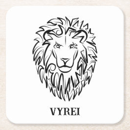 Schwarz-Weiß-Tribal-Lion Rechteckiger Pappuntersetzer