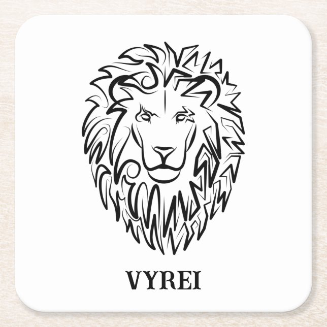 Schwarz-Weiß-Tribal-Lion Rechteckiger Pappuntersetzer (Vorderseite)