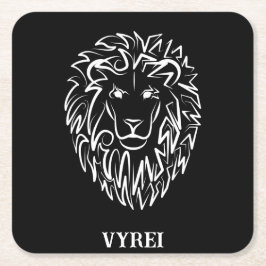 Schwarz-Weiß-Tribal-Lion Rechteckiger Pappuntersetzer