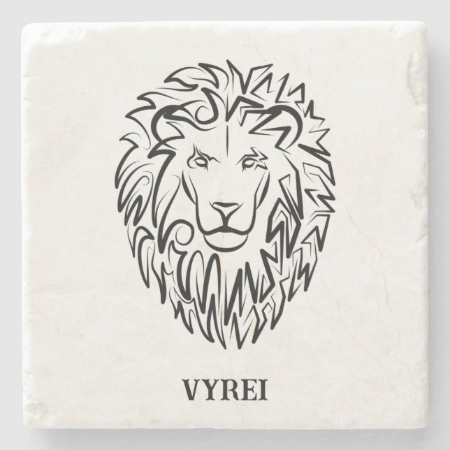 Schwarz-Weiß-Tribal-Lion Steinuntersetzer (Vorderseite)